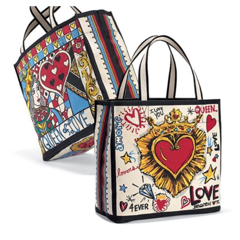 NWOT! Brighton Queen of Love Large Canvas Shopper Tote